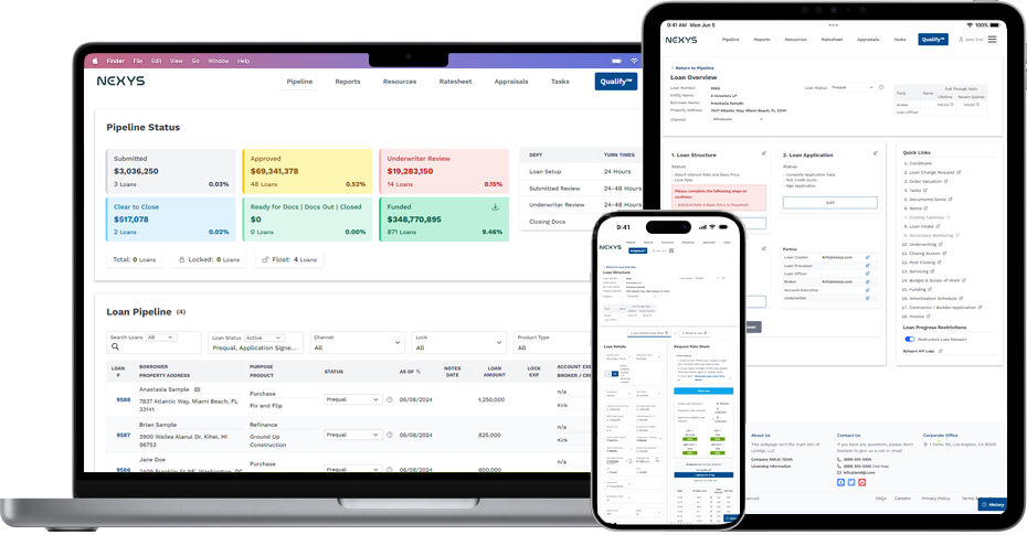 Nexys loan origination software Platform in desktop, tablet, mobile
